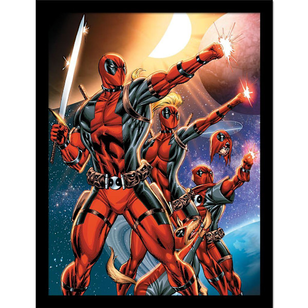 Deadpool Corps Action Pose Inramad Poster 40cm x 30cm Flerfärgad Multicoloured 40cm x 30cm