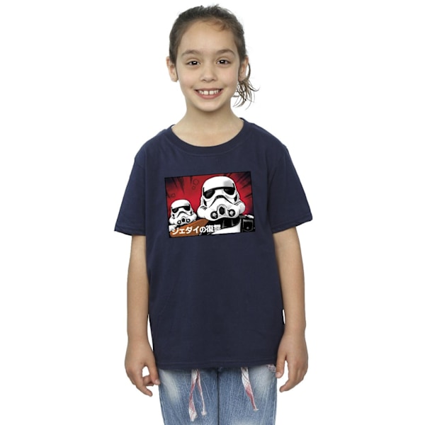 Star Wars Stormtrooper japansk bomull T-shirt för flickor 3-4 år Navy Blue 3-4 Years