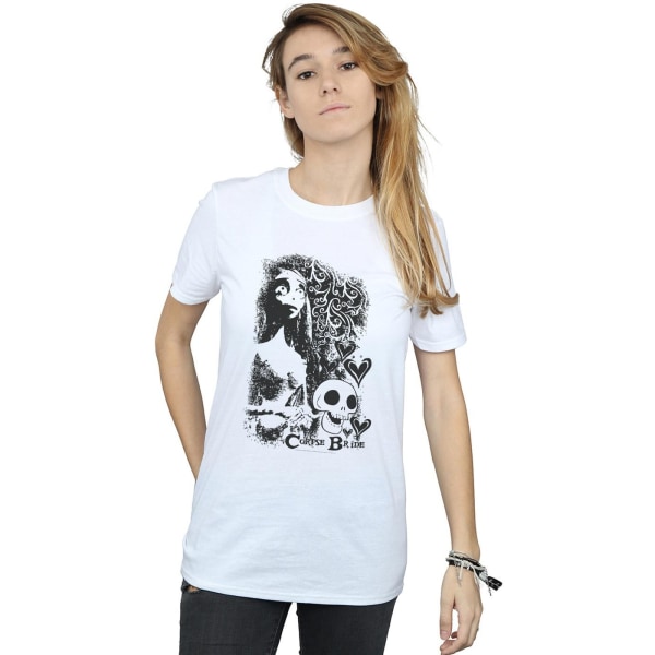 Corpse Bride Dam/Dam Skull Logo Bomull Boyfriend T-shirt White XL