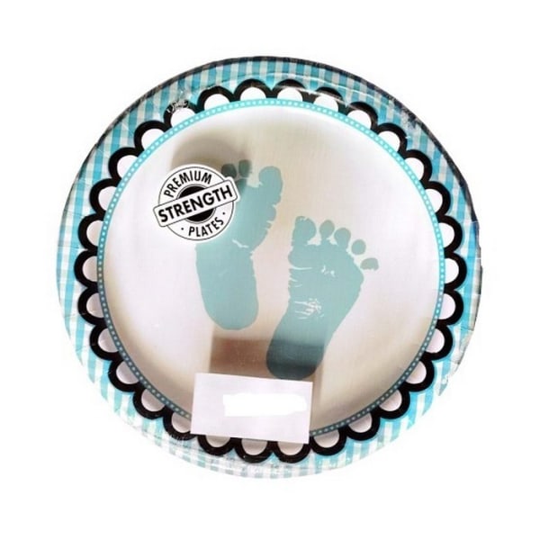Creative Converting Footprint Baby Shower Desserttallrik (Pack o Blue/Black/White One Size