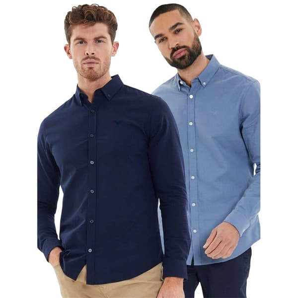 Threadbare Herr Oxford Regular Skjorta (2-pack) M Marinblå/Denim Navy/Denim M