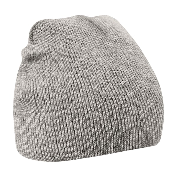 Beechfield Plain Basic Knitted Winter Beanie Hat One Size Heath Heather Grey One Size