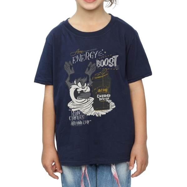 Looney Tunes Girls Taz Energy Boost Cotton T-shirt 7-8 år Na Navy Blue 7-8 Years