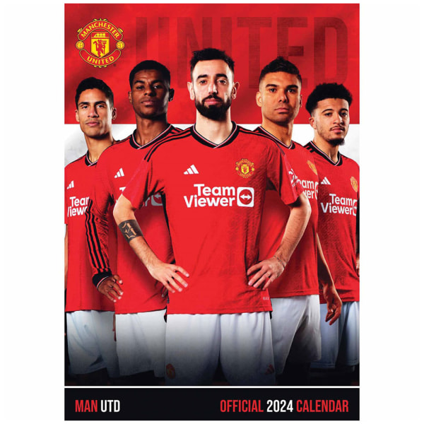 Manchester United FC 2024 A3 Väggkalender One Size Röd/Vit Red/White One Size