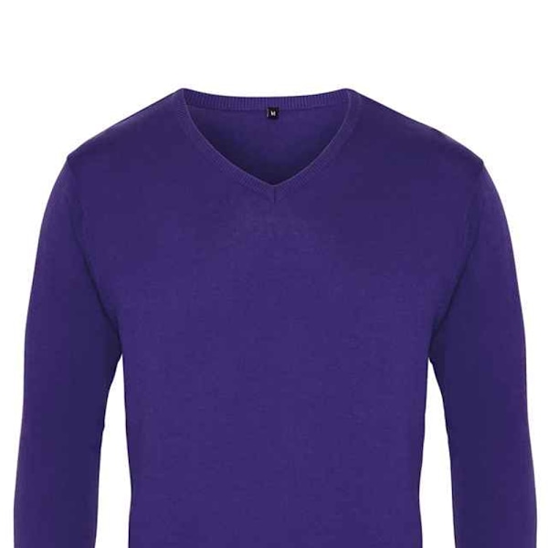 Premier Herrar Stickad Bomulls-Akryl V-Hals Tröja 4XL Lila Purple 4XL