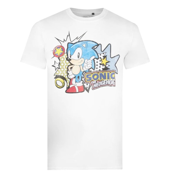 Sonic The Hedgehog Broderad T-shirt för män L Vit White L