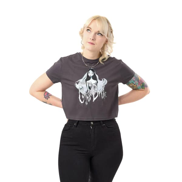 Corpse Bride Kortärmad Croppad T-shirt för Dam M Grå Grey M