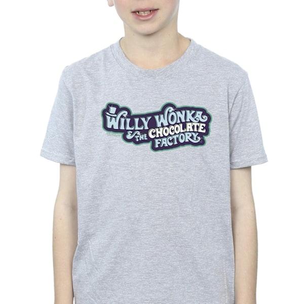 Willy Wonka Boys Chocolate Factory Logo T-Shirt 9-11 år Spor Sports Grey 9-11 Years