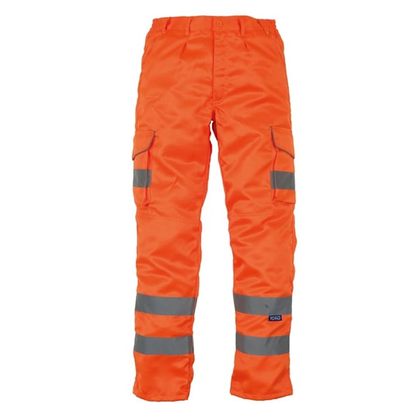 Yoko Hi-Vis Cargo-byxor för män med knäskyddsfickor 34 tum Reg Orange 34in Reg