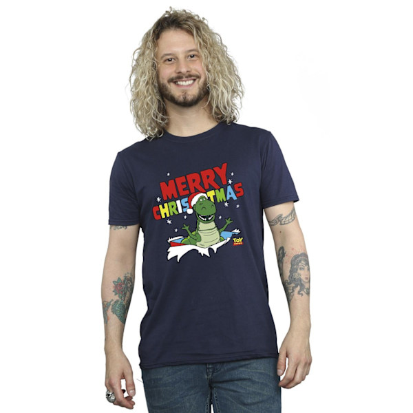 Disney Mens Toy Story Rex Christmas Burst T-Shirt L Marinblå Navy Blue L