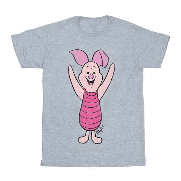 Winnie the Pooh flickor klassisk Piglet bomull T-shirt 12-13 år Sports Grey 12-13 Years