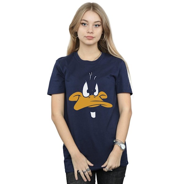 Looney Tunes Dam/Dam Daffy Duck Ansikte Bomull Pojkvän T-S Navy Blue S