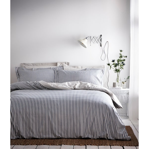 The Linen Yard Hebden Påslakanset Dubbel Blå/Grå/Naturlig Blue/Grey/Natural Double