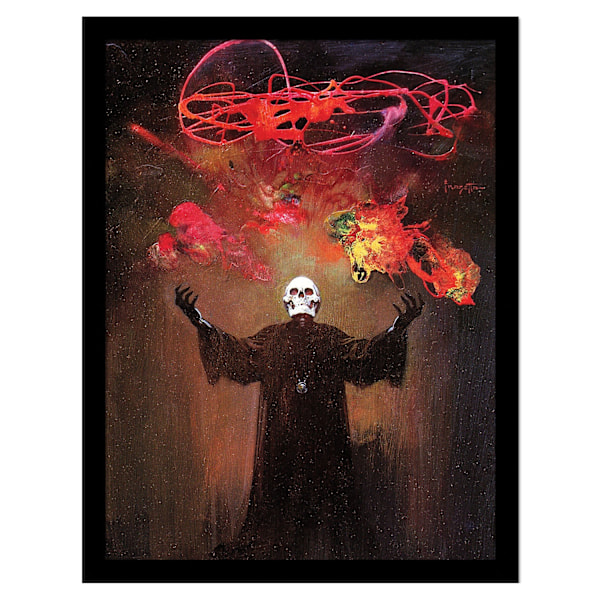 Frazetta Skull King inramad affisch 40cm x 30cm Röd/Svart/Vit Red/Black/White 40cm x 30cm