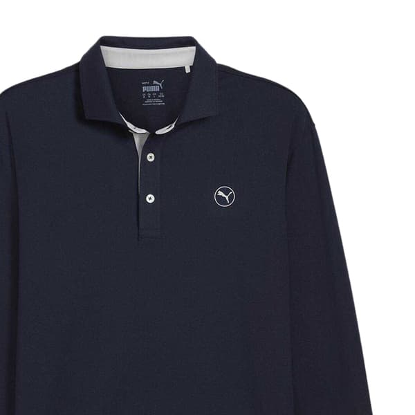 Puma herr Cloudspun medelviktig långärmad pikétröja M marinblå/askgrå Navy/Ash Grey M