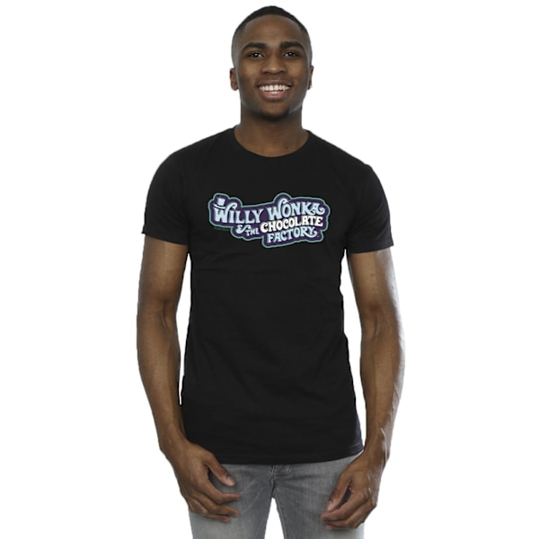 Willy Wonka Herr Chokladfabrik Logotyp T-shirt 4XL Svart Black 4XL