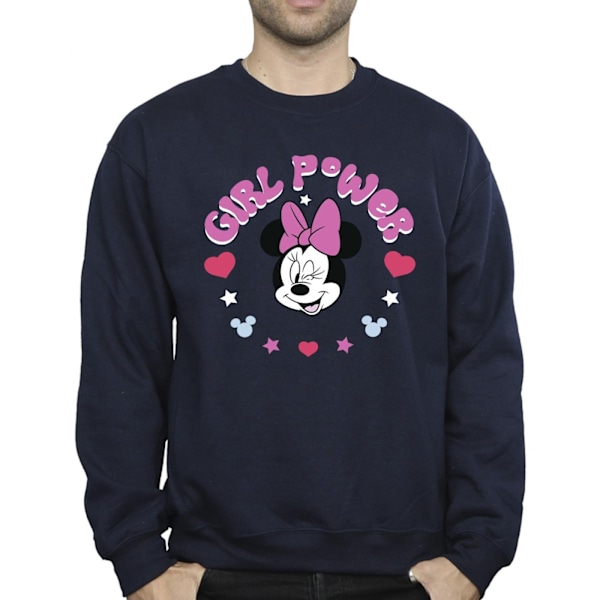 Disney Mens Minnie Mouse Girl Power Sweatshirt L Marinblå Navy Blue L