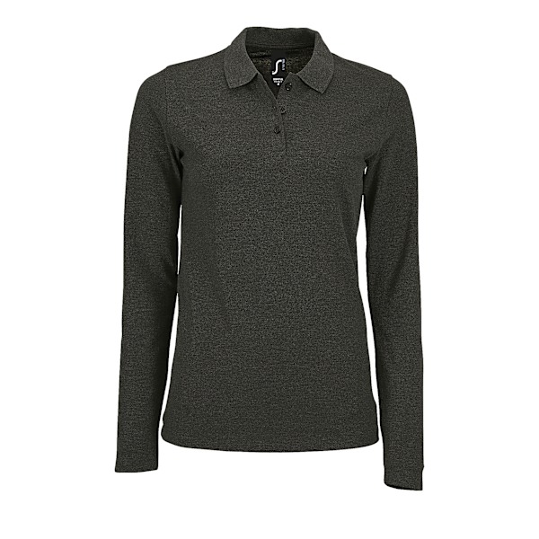 SOLS Dam/Kvinnor Perfekt Långärmad Pique Poloskjorta M Charc Charcoal Marl M
