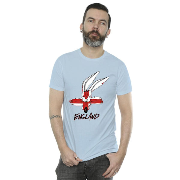 Looney Tunes Mens Coyote England Face T-Shirt L Baby Blue Baby Blue L