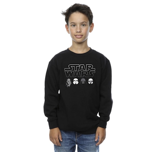 Star Wars Pojkar Karaktärs Huvuden Sweatshirt 3-4 År Svart Black 3-4 Years