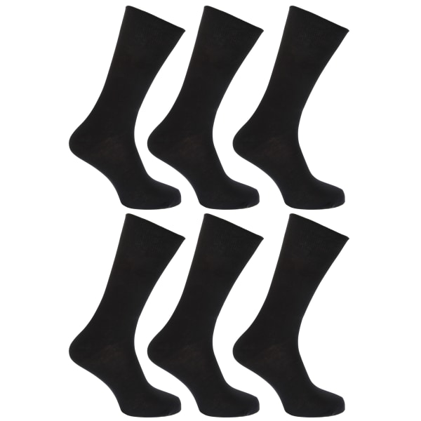FLOSO Dam/Dam Enfärgade strumpor i 100 % bomull (pack om 6) UK-sko Black UK Shoe 4-7, EUR 35-41