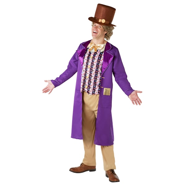 Willy Wonka Herr Deluxe Kostym XL Lila Purple XL