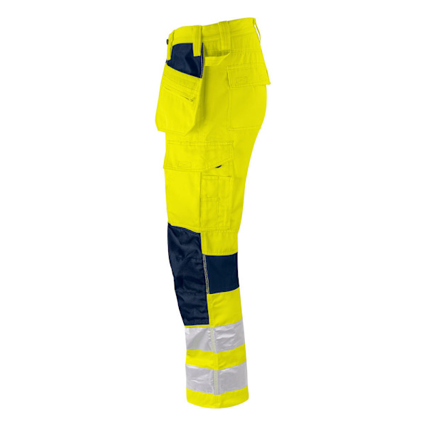 Projob herr stretch hög synlighet cargobyxor 34R gul/marinblå Yellow/Navy 34R