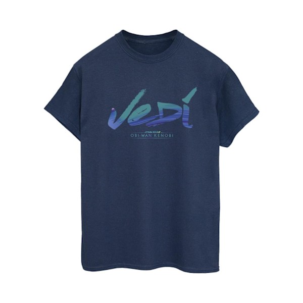 Star Wars Dam/Damer Obi-Wan Kenobi Jedi Målad Font Bomull Navy Blue L