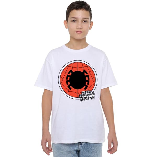 Spider-Man Barn/Barn Vänlig Kvartersmärke T-Shirt 7 White 7-8 Years