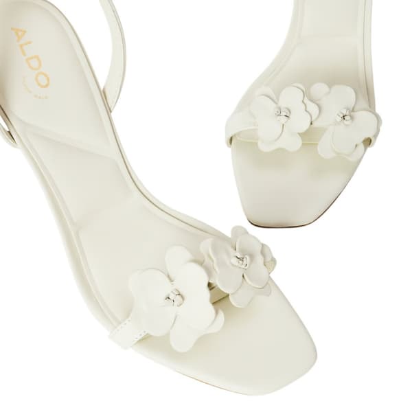 Aldo Dam/Dam Daisylily Blommig Läder Sling Back Högklackad White 4 UK
