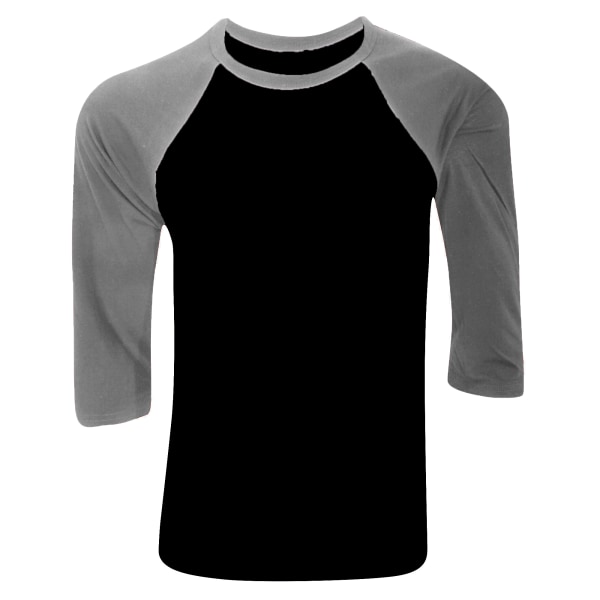 Canvas herr 3/4-ärmad baseball T-shirt 2XL Svart/ Djup Ljung Black/ Deep Heather Grey 2XL
