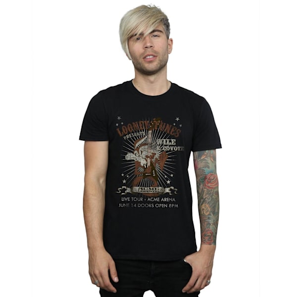 Looney Tunes Herr Wile E Coyote Gitarr Bomull T-shirt M Svart Black M