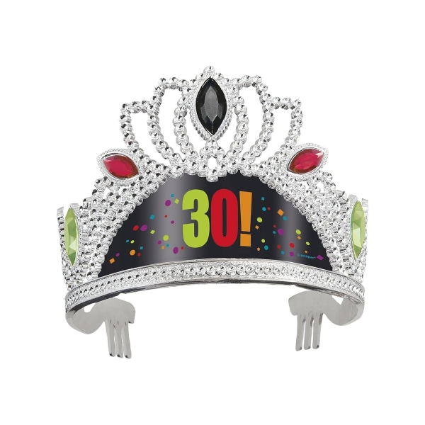 Unik Party Cheer 30-års tiara One Size Svart/Silver Black/Silver One Size