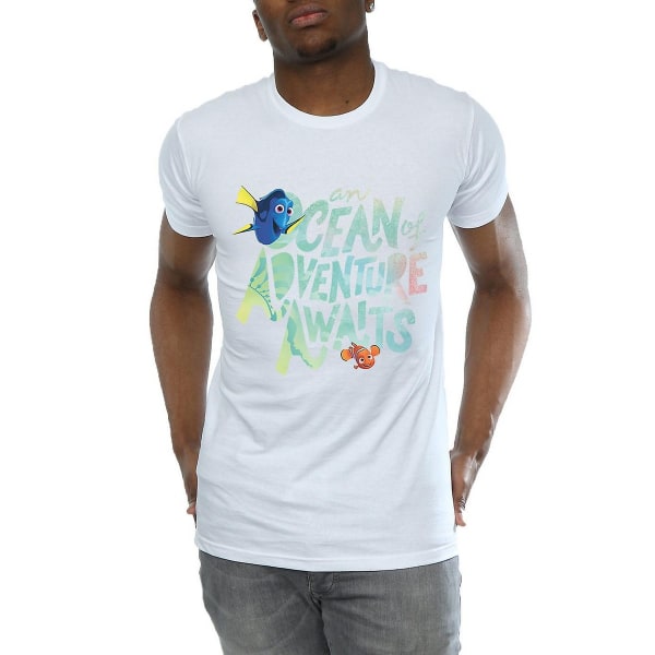 Hitta Dory Mens Ocean Adventure T-shirt i bomull L Vit White L