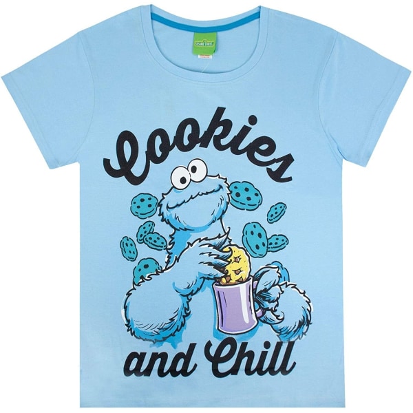 Sesame Street Dam/Ladies Cookie Monster Pyjamas Set S Blue Blue S