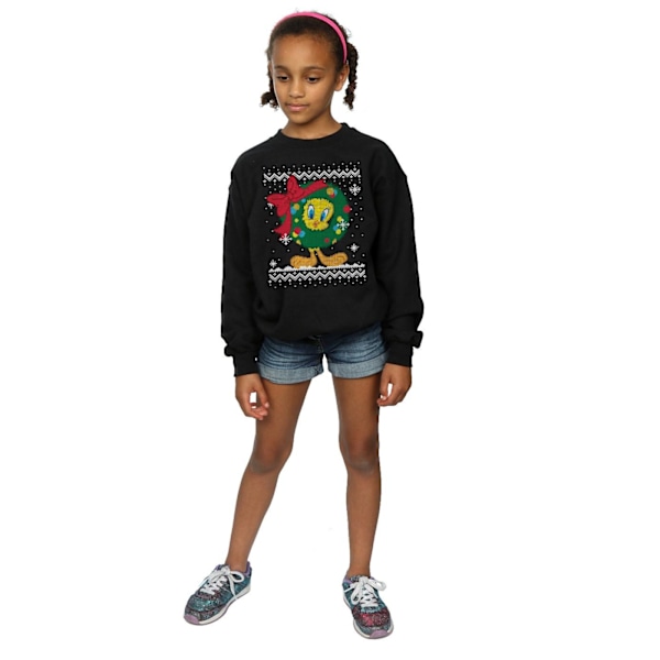 Looney Tunes Girls Tweety Pie Jul Fair Isle Sweatshirt 5-6 år Black 5-6 Years
