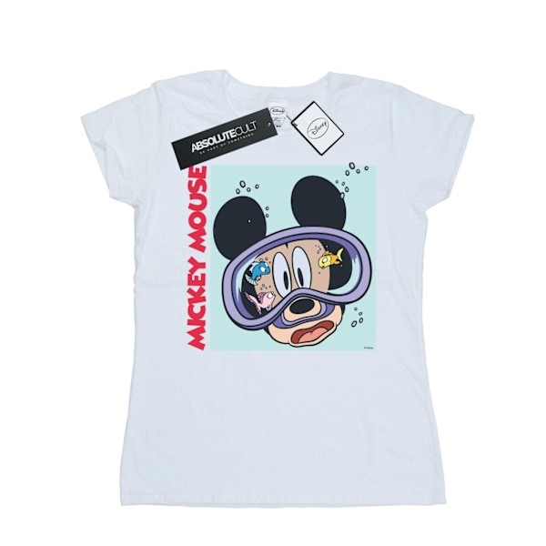 Disney Dam/Kvinnor Mickey Mouse Under Water Bomull T-shirt M White M