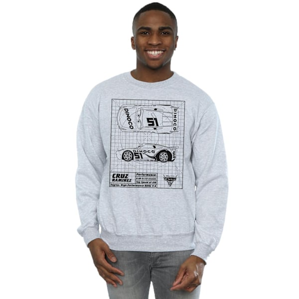 Disney Mens Cars Cruz Ramirez Blueprint Sweatshirt S Sports Grå Sports Grey S