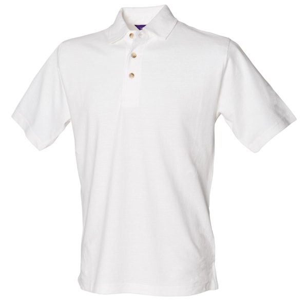 Henbury Herr Classic Plain Polotröja Med Ståkrage L Vit White L