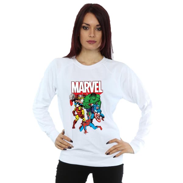 Marvel Comics Dam/Dam Gruppbild Sweatshirt L Vit White L