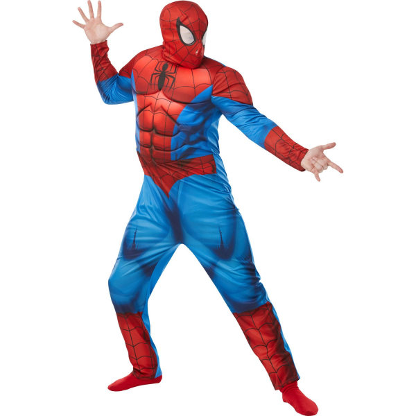 Spider-Man Deluxe Herrkostym Standard Röd/Blå Red/Blue Standard