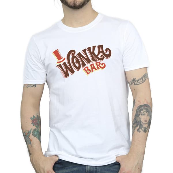 Willy Wonka Herr Bar Logotyp T-Shirt L Vit White L