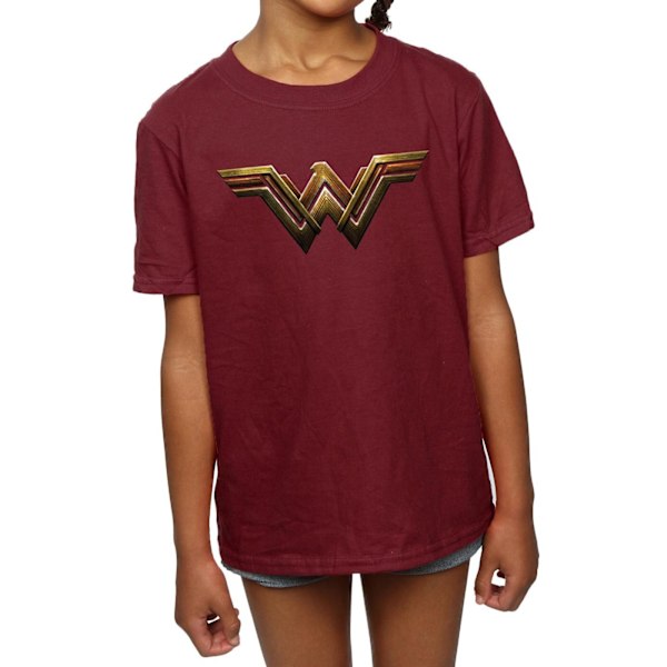 Wonder Woman Girls Logo Bomull T-shirt 7-8 år Bourgogne Burgundy 7-8 Years