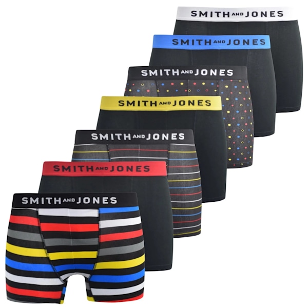Smith & Jones Leland Herrboxershorts med Blandade Mönster (Förpackning Multicoloured L