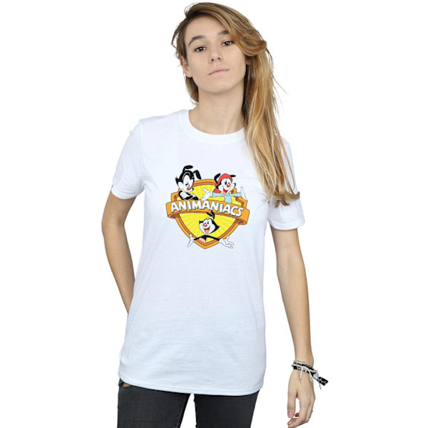 Animaniacs Dam/Kvinnor Logotyp Crest Bomull Boyfriend T-shirt L White L