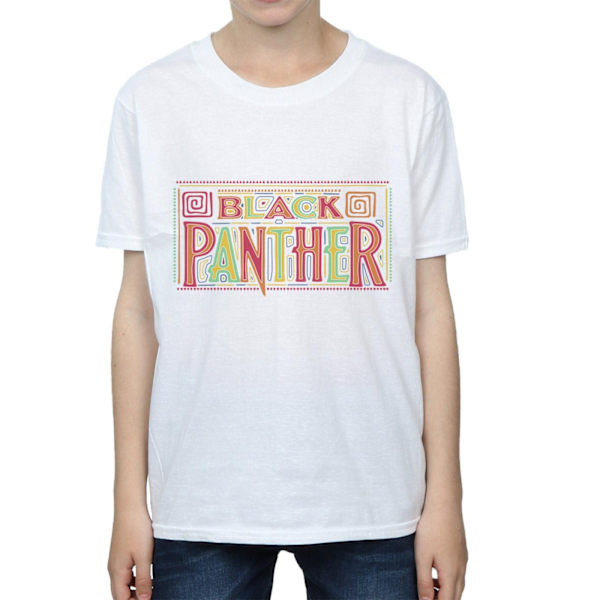 Marvel Boys Black Panther Tribal Logo T-Shirt 7-8 år Vit White 7-8 Years