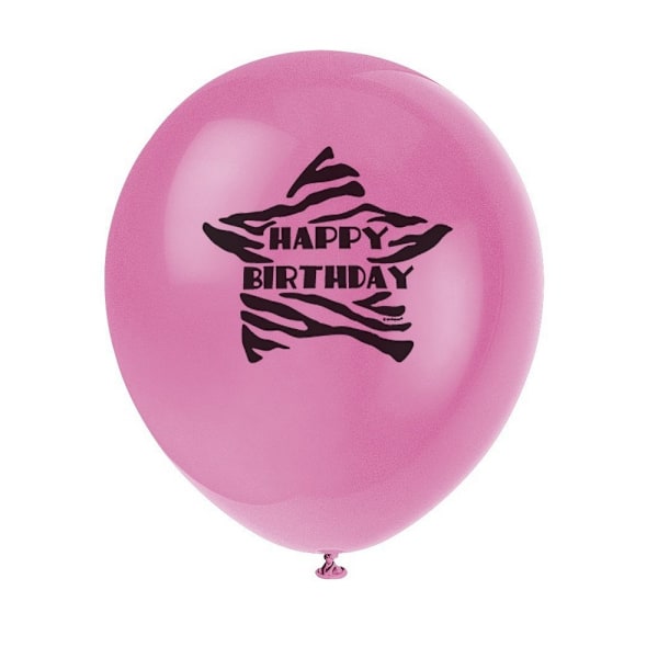 Unik fest latex zebra mönstrad födelsedagsbong (8-pack) en Pink/Black One Size