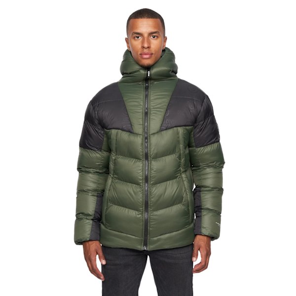 Duck And Cover Mens Raymax Kontrastpanel Vadderad Jacka L Mörk Dark Olive/Black L