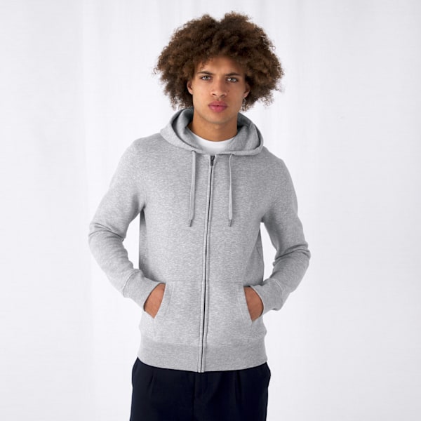 B&C Herr King Zipped Hooded Sweat 4XL Heather Grey Heather Grey 4XL