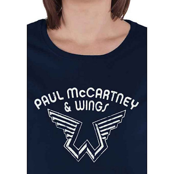 Paul McCartney Dam/Kvinnors Wings Logotyp T-shirt XS Marinblå Navy Blue XS